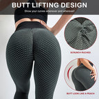 Butt Lifting Yoga Leggings – High Waist, Tummy Control & Honeycomb Texture