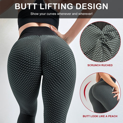 Butt Lifting Yoga Leggings – High Waist, Tummy Control & Honeycomb Texture