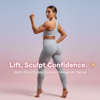 Butt Lifting Yoga Leggings – High Waist, Tummy Control & Honeycomb Texture